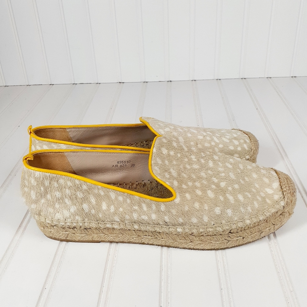Boden Ladies Pony Hair Ivory Leather Espadrilles